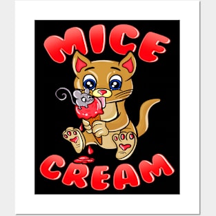 Cute Gift For Cat Lover Mice Cream Ice Cream With A Mouse On Top Cute Kitten Posters and Art